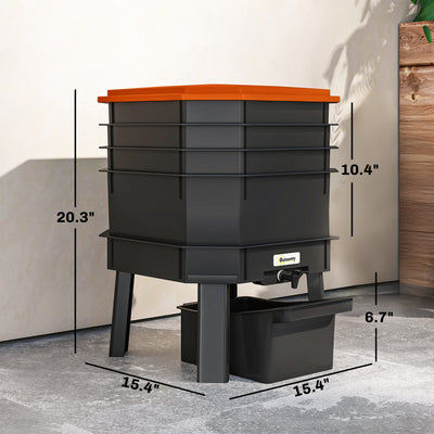 4-Tray Worm Composter Bin, 7.4 Gal Outdoor & Indoor Worm Composter for Recycling Food Waste