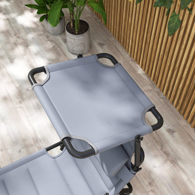 2 Pcs Outdoor Lounge Chair, 4 Position Adjustable Backrest, Folding, Cushioned w/ Sun Shade Roof & Pillow
