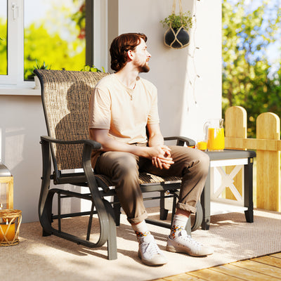 Outdoor Glider Chair Patio Glider Swing Chair with Mesh Seat, Steel Frame for Backyard, Garden, Porch