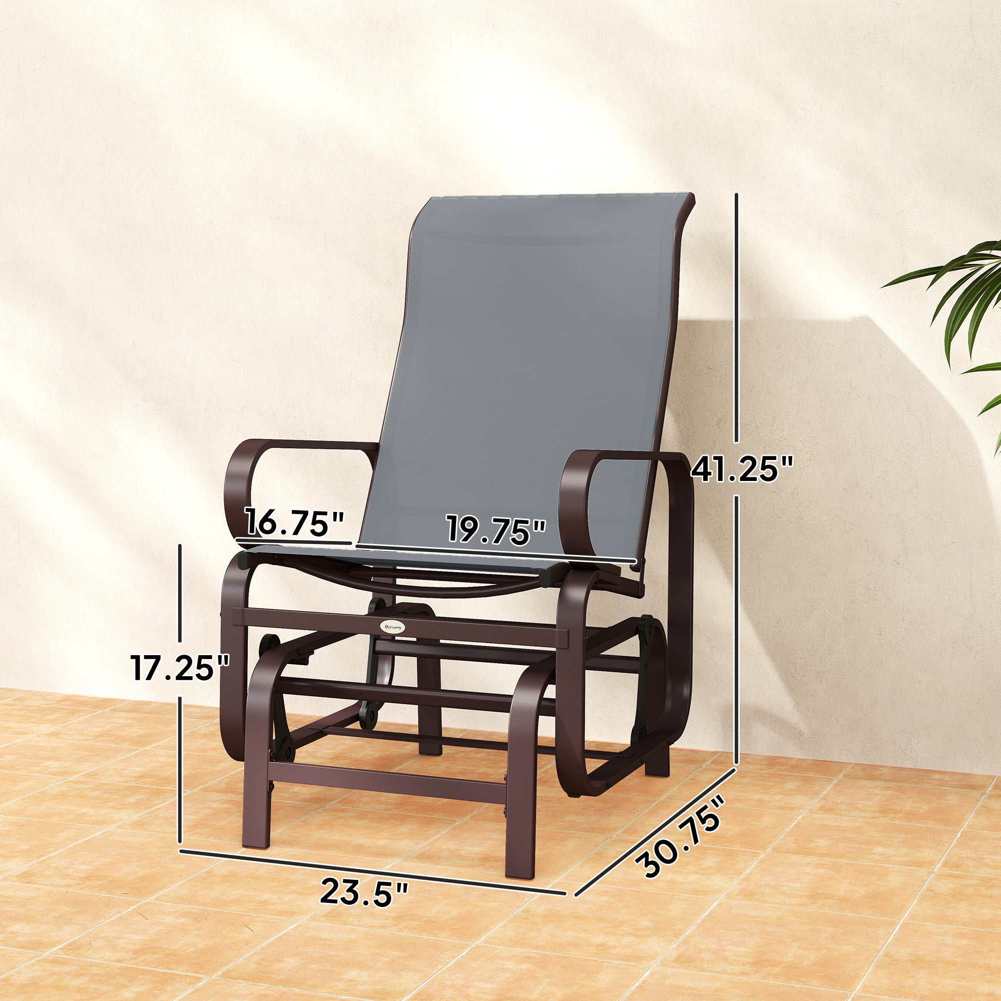 Gliding Lounger Chair Set of 2, Single Rockers with Lightweight Metal & Mesh Construction