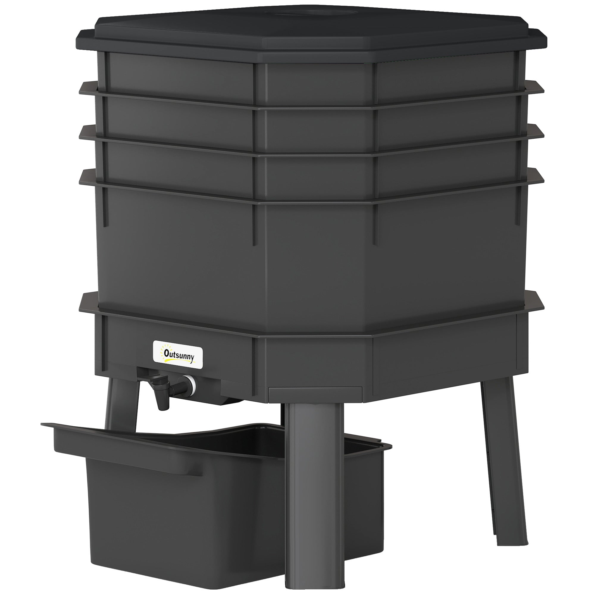 4-Tray Worm Composter Bin, 7.4 Gal Outdoor & Indoor Worm Composter for Recycling Food Waste