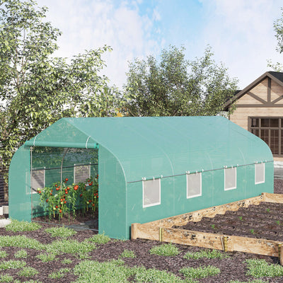 Walk In Tunnel Greenhouse, Portable Outdoor Plant House with Roll Up Doors