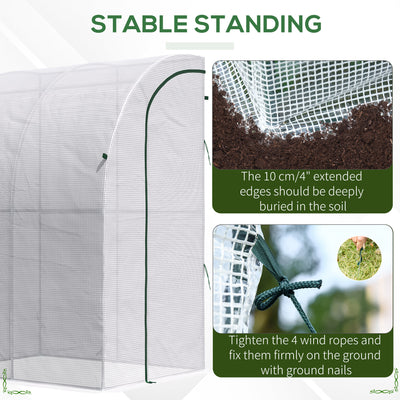 5' x 4' x 7' Outdoor Lean to Greenhouse, Walk-In Green House Plant Nursery with Roll-up Window, PE Cover, White