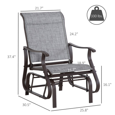 Outdoor Glider Chair, Gliders for Outside Patio with Steel Frame and Mesh Fabric for Backyard, Garden, and Porch