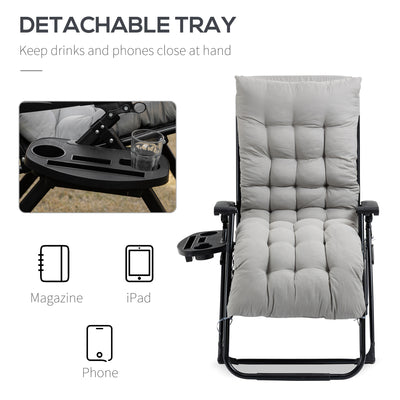 Padded Zero Gravity Chair, Folding Recliner Chair with Cup Holder Cushion