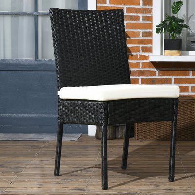 4 PE Rattan Outdoor Dining Chairs with Cushions, Patio Wicker Dining Chairs with Backrest