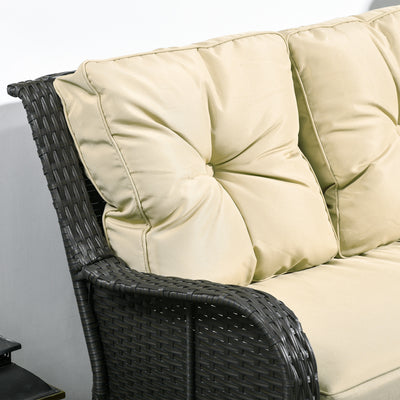 2-Seater Outdoor Sofa w/ 4" Thick Cushions, Outdoor Couch, Beige