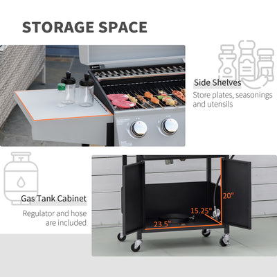 52" Barbecue Grill with Wheels 4+1 Burner Liquid Propane Gas Grill Outdoor Cabinet Style BBQ Trolley w/ Side Burner