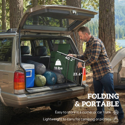 Folding Patio Chairs Set of 2, Padded High Back Lawn Camping Chairs with Armrests, 600D Oxford Fabric