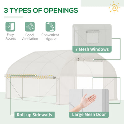 11.5' x 10' x 6.5' Walk-in Tunnel Greenhouse, Green House with Zippered Mesh Door, 7 Mesh Windows & Roll-up Sidewalls, Upgraded Gardening Plant Hot House with Galvanized Steel Hoops