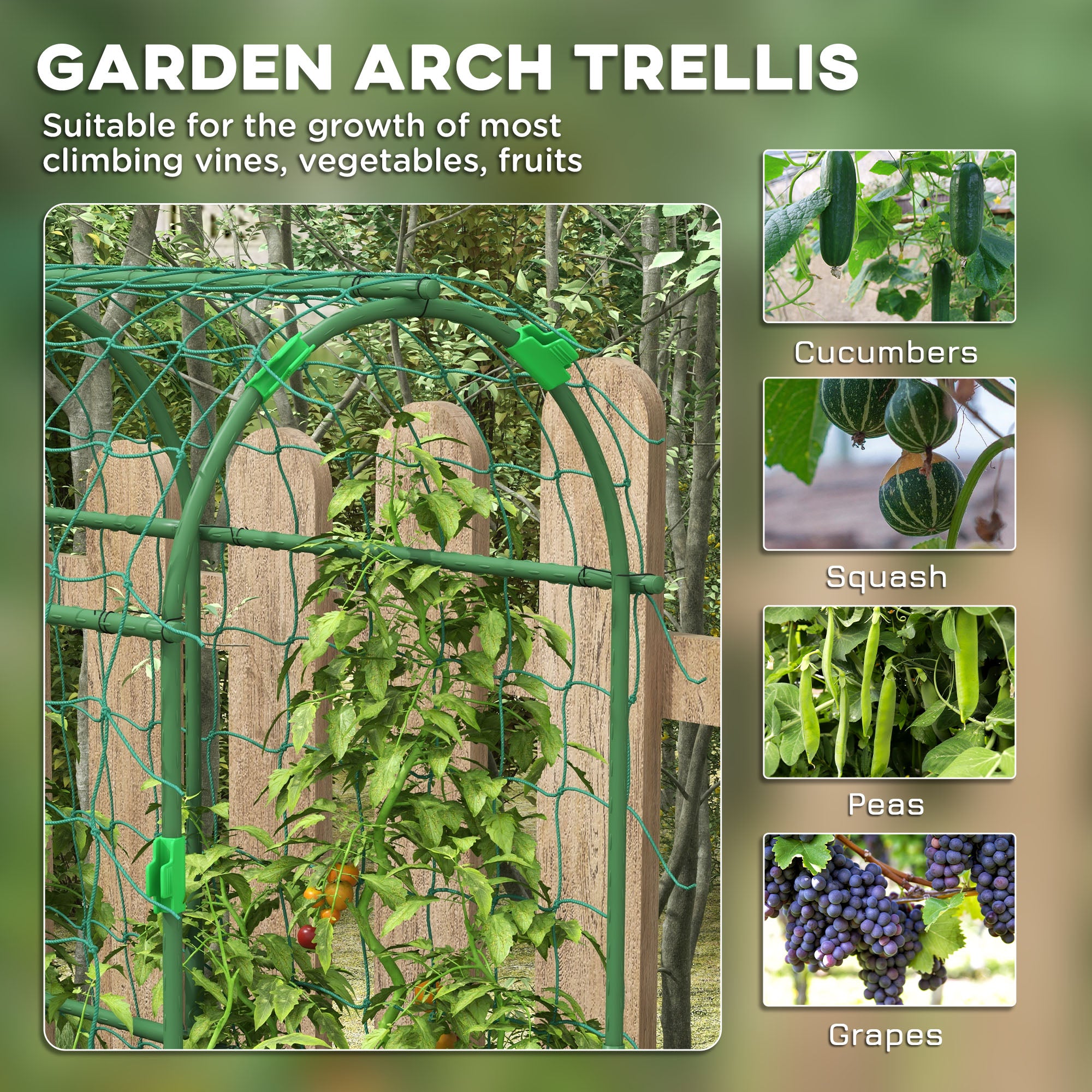 Metal Garden Trellis, Arch Trellis for Climbing Plants Outdoor, A-Frame, with Climbing Net, 17" x 72" x 72", Green