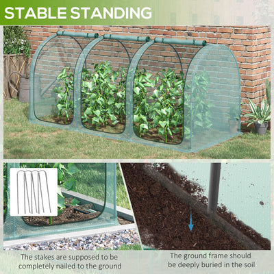 9' x 4' Crop Cage, Plant Protection Tent with Three Zippered Doors, Steel Frame, Storage Bag and 4 Ground Stakes, for Garden, Yard, Lawn