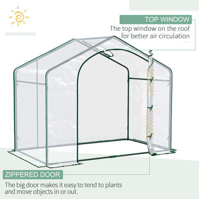 6' x 3' x 5' Portable Walk-in Greenhouse, Plastic Cover, Steel Frame Garden Hot House, Zipper Door, Top Vent for Flowers, Vegetables, Saplings, Tropical Plants, Clear