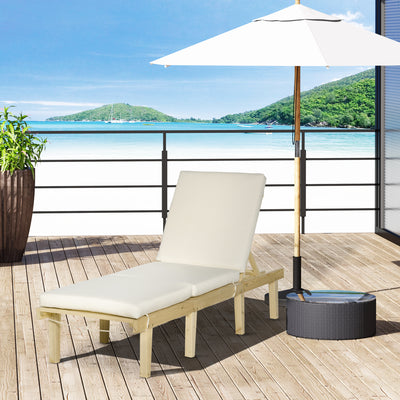 Chaise Lounge Chair Patio Recliner with 4-Position Adjustable Backrest & Cushion, Natural