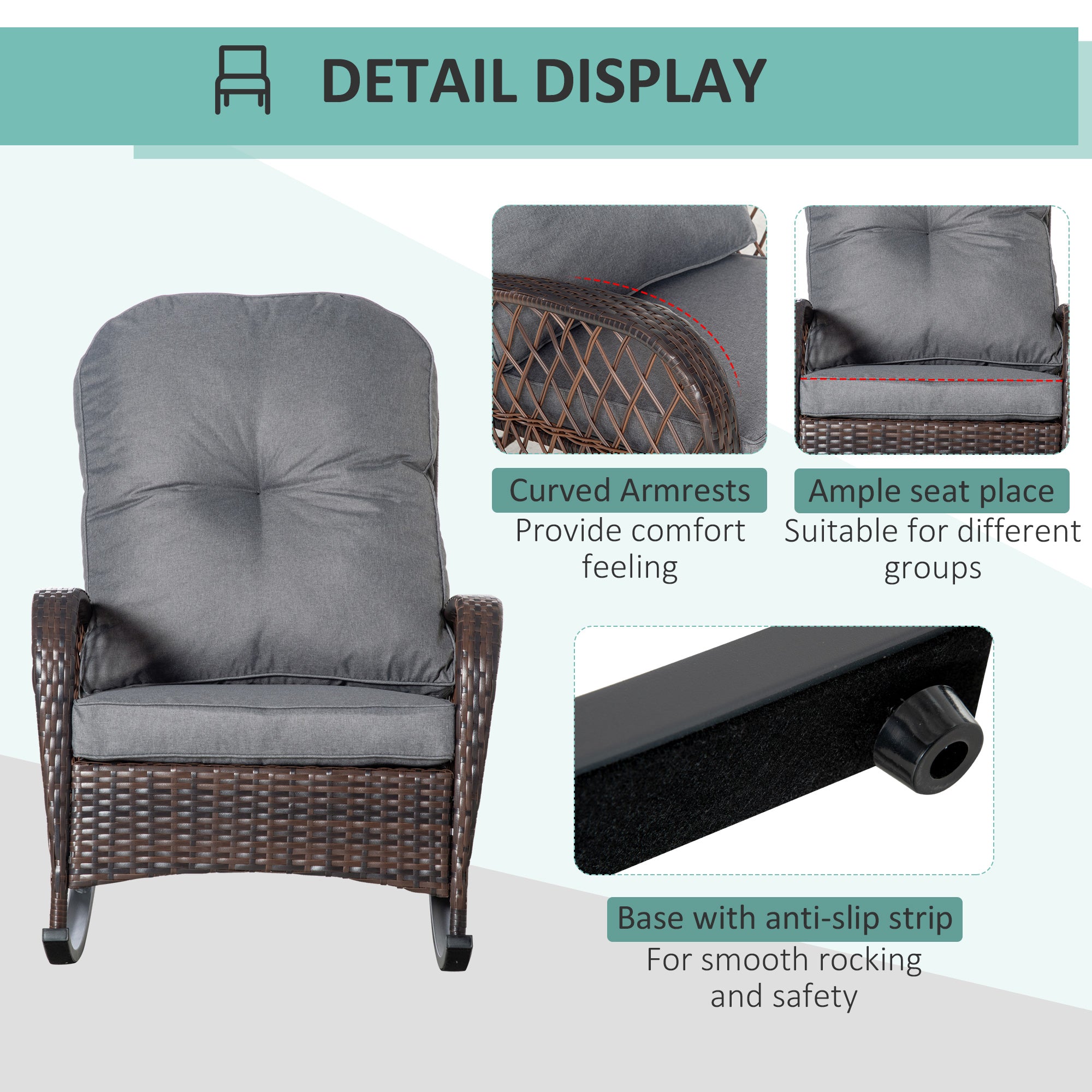 Rattan Porch Rocker w/ Plush Cushion