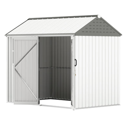 8' x 5.5' Metal Garden Storage Shed, Extra Large Outdoor Tool Storage House w/Lockable Doors, Window, Air Vents