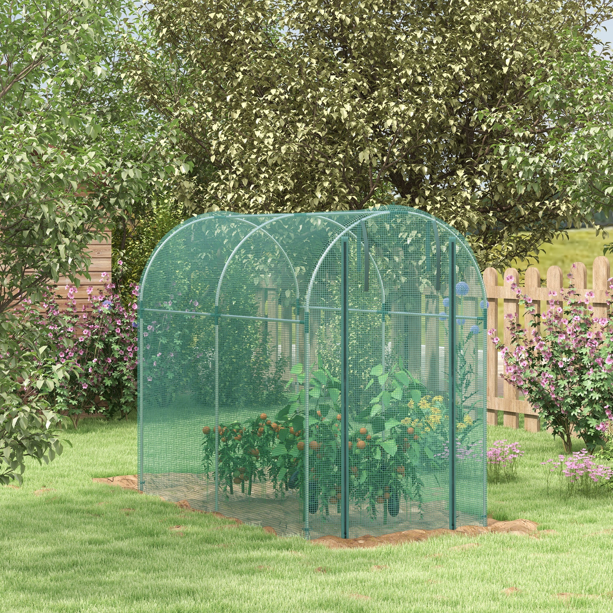 Galvanized Steel Crop Cage, Plant Protection Tent with Zippered Door, 4' x 8'