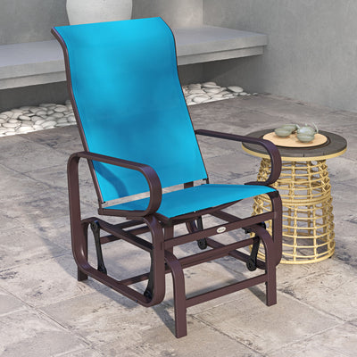 Gliding Lounger Chair, Single Rocker with Lightweight Metal & Mesh Construction, Blue