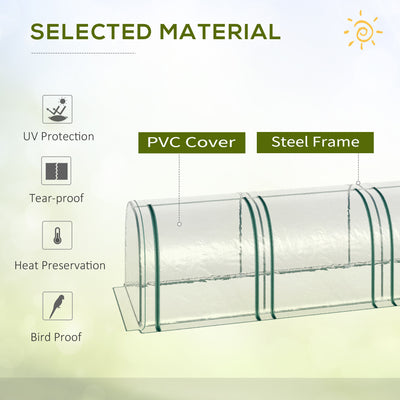 9.7' L x 3' W x 2.5' H Portable Tunneled Greenhouse with 3 Zippered Doors, Water/UV Fighting PVC Cover