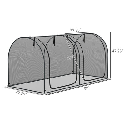 8' x 4' Crop Cage, Plant Protection Tent with Two Zippered Doors, Steel Frame, Storage Bag and 4 Ground Stakes, for Garden, Yard, Lawn