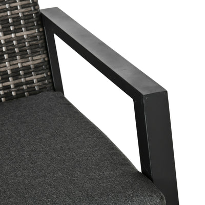 4 Piece Patio Furniture Set, 2 PE Wicker Chairs, Loveseat Sofa, Outdoor Coffee Table, Soft Cushions, Couch & Armchairs for Backyard, Garden, Black