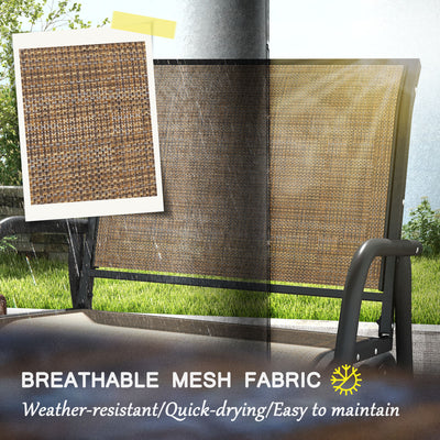 2-Piece Outdoor Glider Swing, Rocking Chair Set with Breathable Mesh Fabric, Sturdy Durable Frame, Curved Armrests, Supports Up to 264 lbs., for Backyard, Garden, Porch