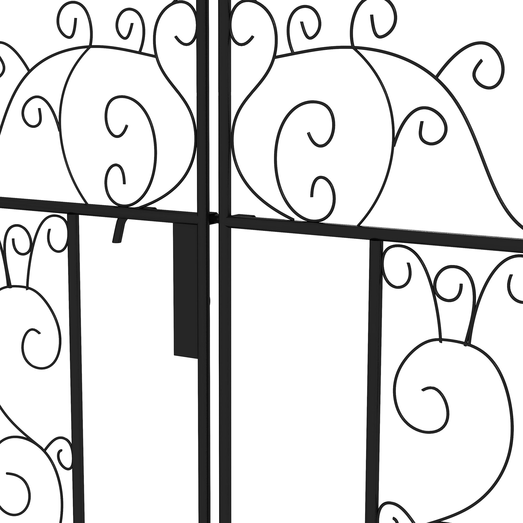89.25" Metal Garden Arch with Gate, Garden Arbor Trellis for Climbing Plants, Roses, Vines, Wedding Arch, Black