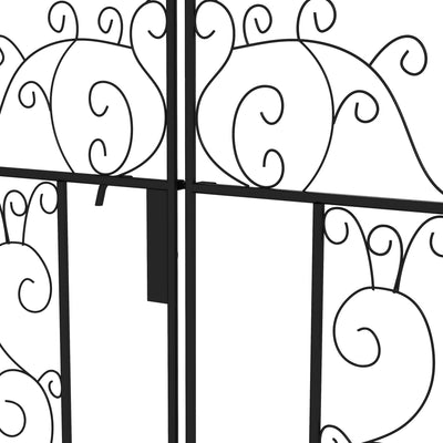 89.25" Metal Garden Arch with Gate, Garden Arbor Trellis for Climbing Plants, Roses, Vines, Wedding Arch, Black