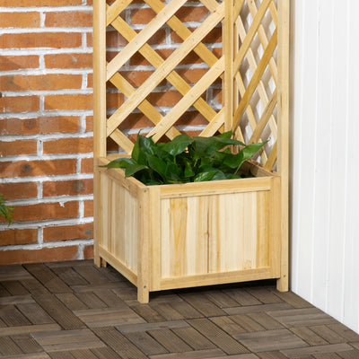 Wooden Raised Garden Bed, Planter with Trellis for Vine Climbing and Vegetables, Herbs and Flowers Growing