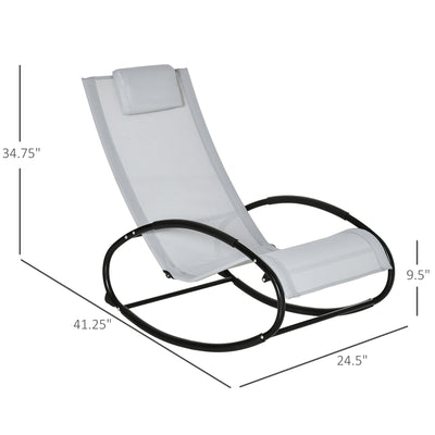 Pool Lounger, Outdoor Rocking Lounge Chair for Sunbathing, Pool, Beach, Porch with Pillow and Cool Mesh, Sun Tanning Rocker