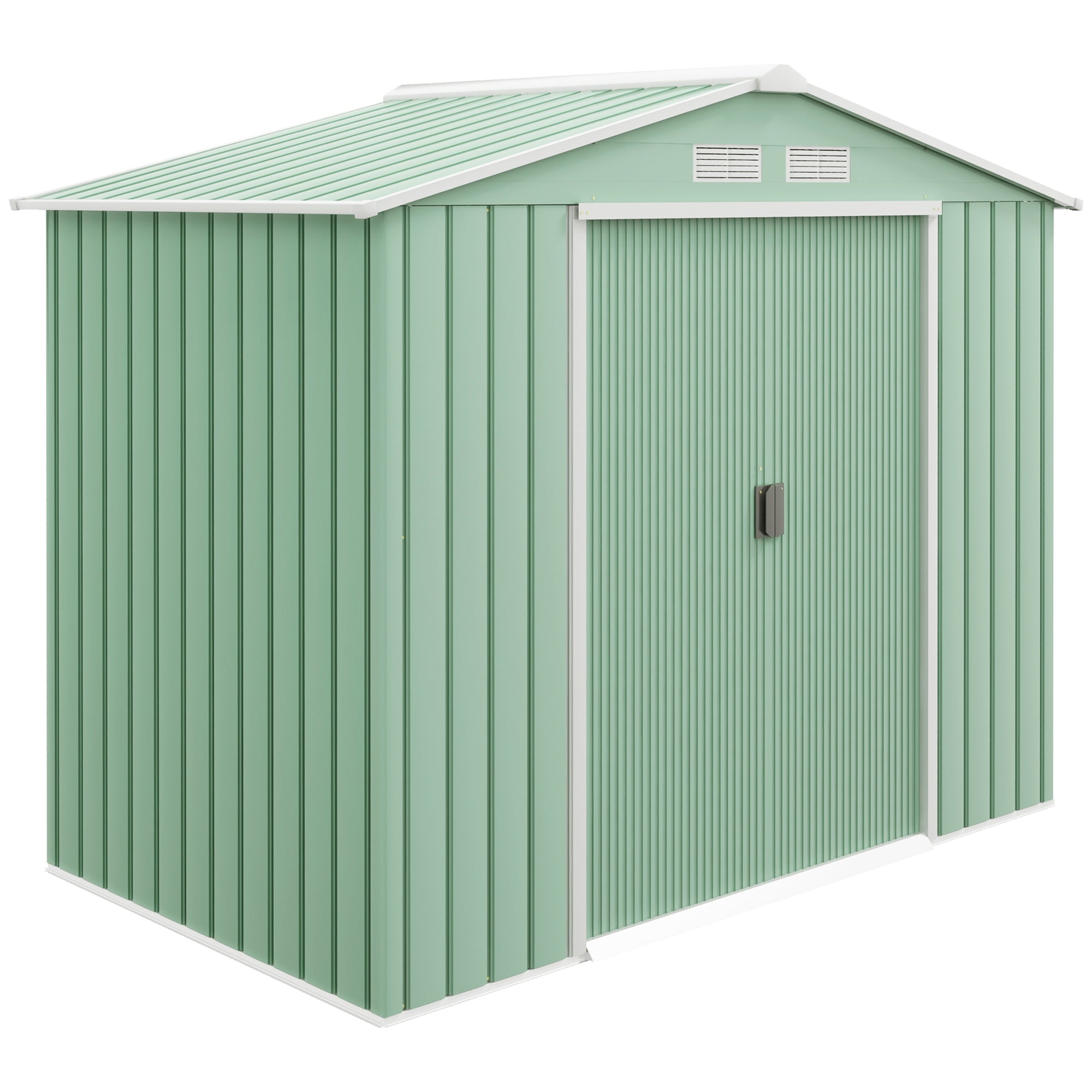7' x 4' Outdoor Storage Shed, Garden Tool Metal Shed with Foundation Kit, Double Lockable Door, Air Vents and Sloping Roof, for Backyard, Patio, Lawn