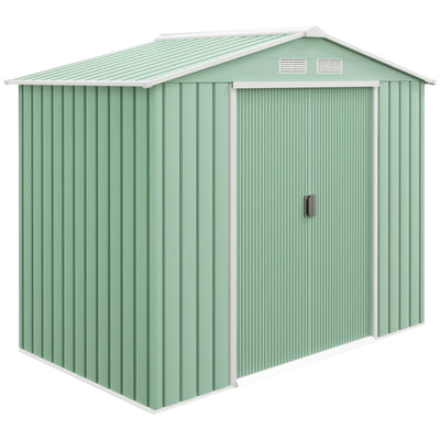 7' x 4' Outdoor Storage Shed, Garden Tool Metal Shed with Foundation Kit, Double Lockable Door, Air Vents and Sloping Roof, for Backyard, Patio, Lawn