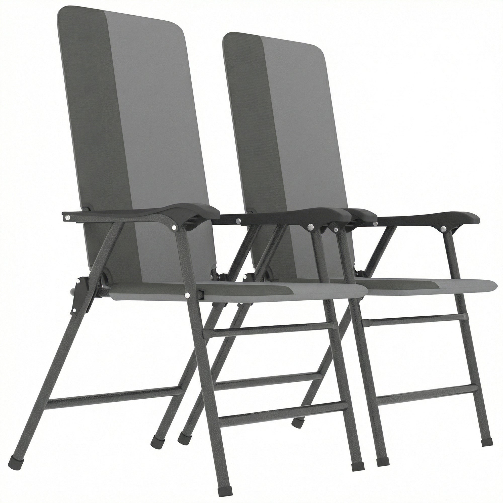Folding Patio Chairs Set of 2, Padded High Back Lawn Camping Chairs with Armrests, 600D Oxford Fabric