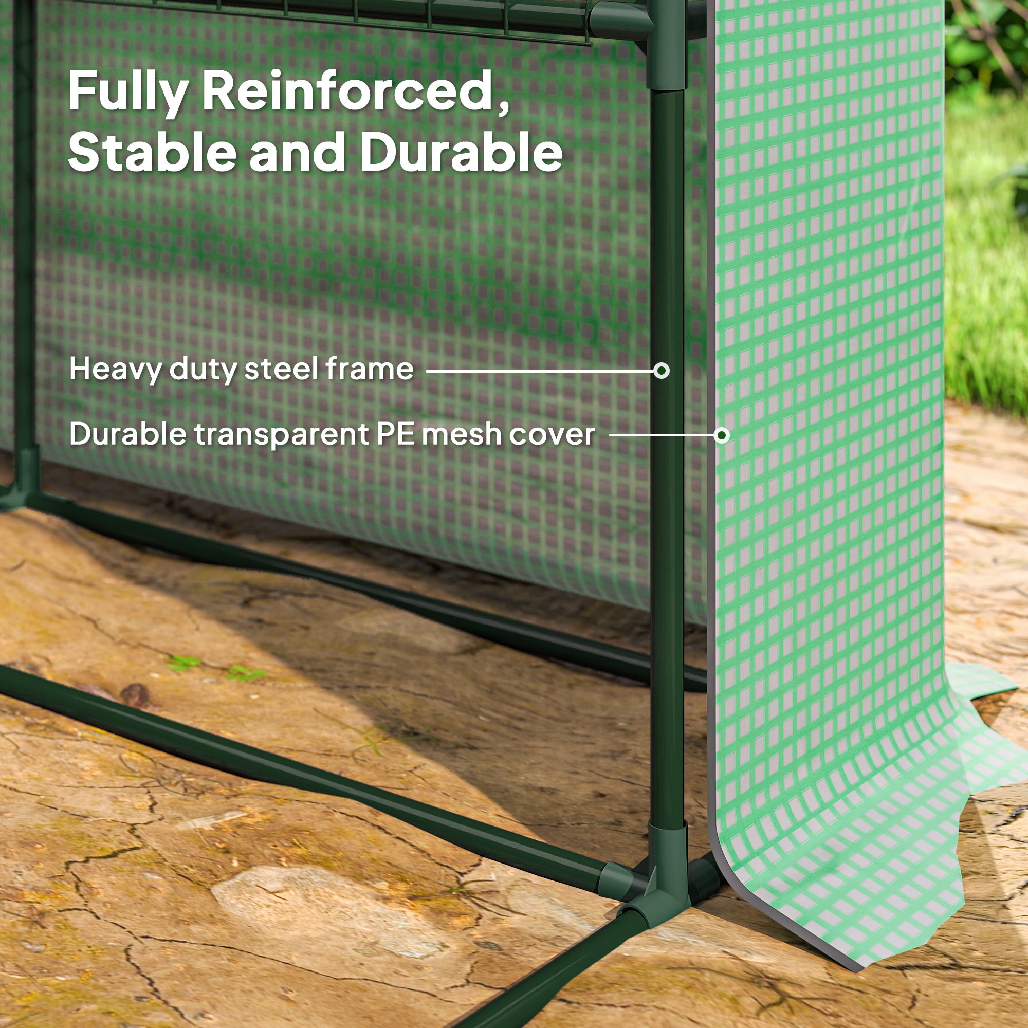 Outdoor Walk-in Greenhouse with Roll-up Zipper Door, 18 Shelves, PE Cover, 95.25" x 70.75" x 82.75", Green
