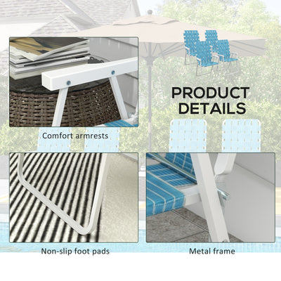 Set of 4 Patio Folding Chairs, Classic Outdoor Camping Chairs, Portable Lawn Chairs w/ Armrests