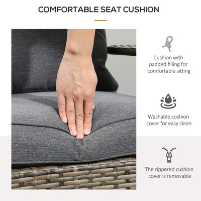 Patio Wicker Adirondack Chair, Outdoor All-Weather Rattan Fire Pit Chair w/ Soft Cushions, Tall Curved Backrest and Comfortable Armrests for Deck or Garden, Mixed Tan/Dark Gray