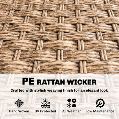 Rattan Wicker Sofa 3-Seater Outdoor Patio Sofa with Cushions for Garden Backyard Porch