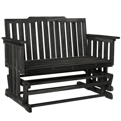 2-Person Patio Swing Glider Bench with Quick Drying Design and Wide Armrest, Wood Rocking Chair Loveseat for Backyard Garden Porch