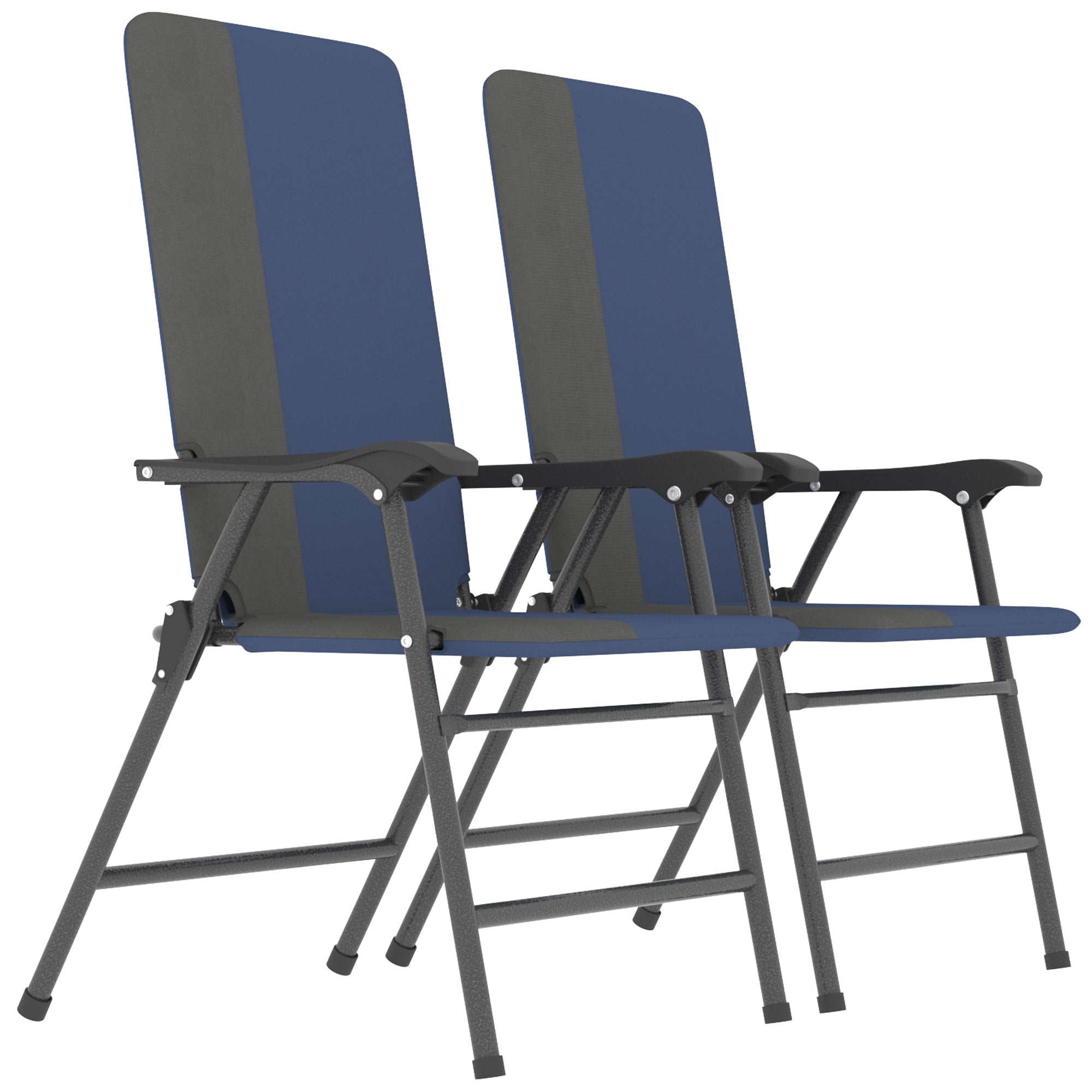 Folding Patio Chairs Set of 2, Padded High Back Lawn Camping Chairs with Armrests, 600D Oxford Fabric