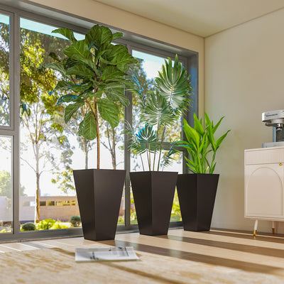 Tall Planters for Outdoor Plants Set of 3, 28 In Taper Planters with Drainage Holes, Indoor Grande Plant Pots, Front Porch Decor