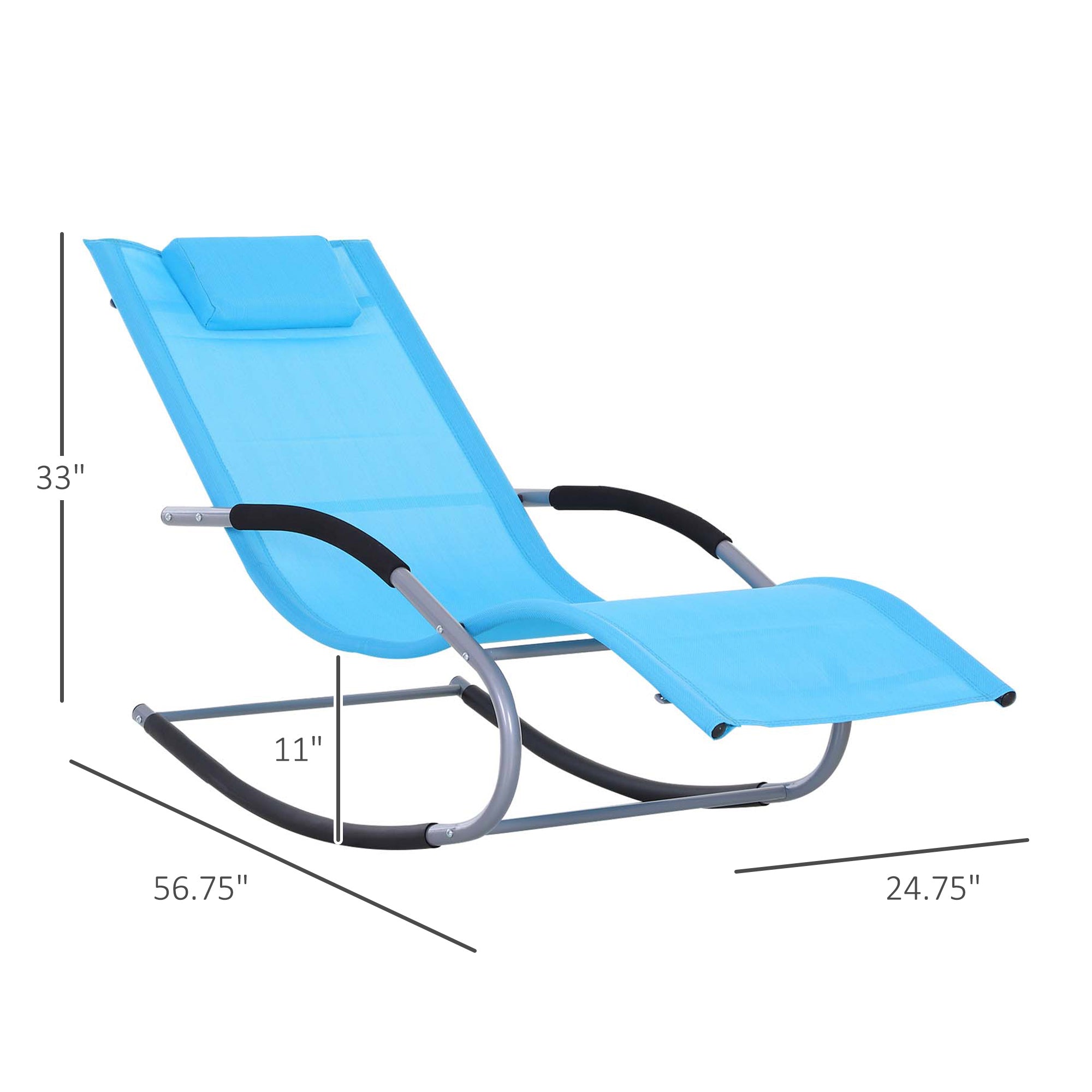 Zero Gravity Rocking Chair Outdoor Chaise Lounge Chair Recliner Rocker with Detachable Pillow and Weather-Fighting Fabric for Patio, Deck, Pool