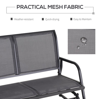 2-Person Outdoor Glider Bench, Patio Double Swing Rocking Chair Loveseat w/Powder Coated Steel Frame for Backyard Garden Porch