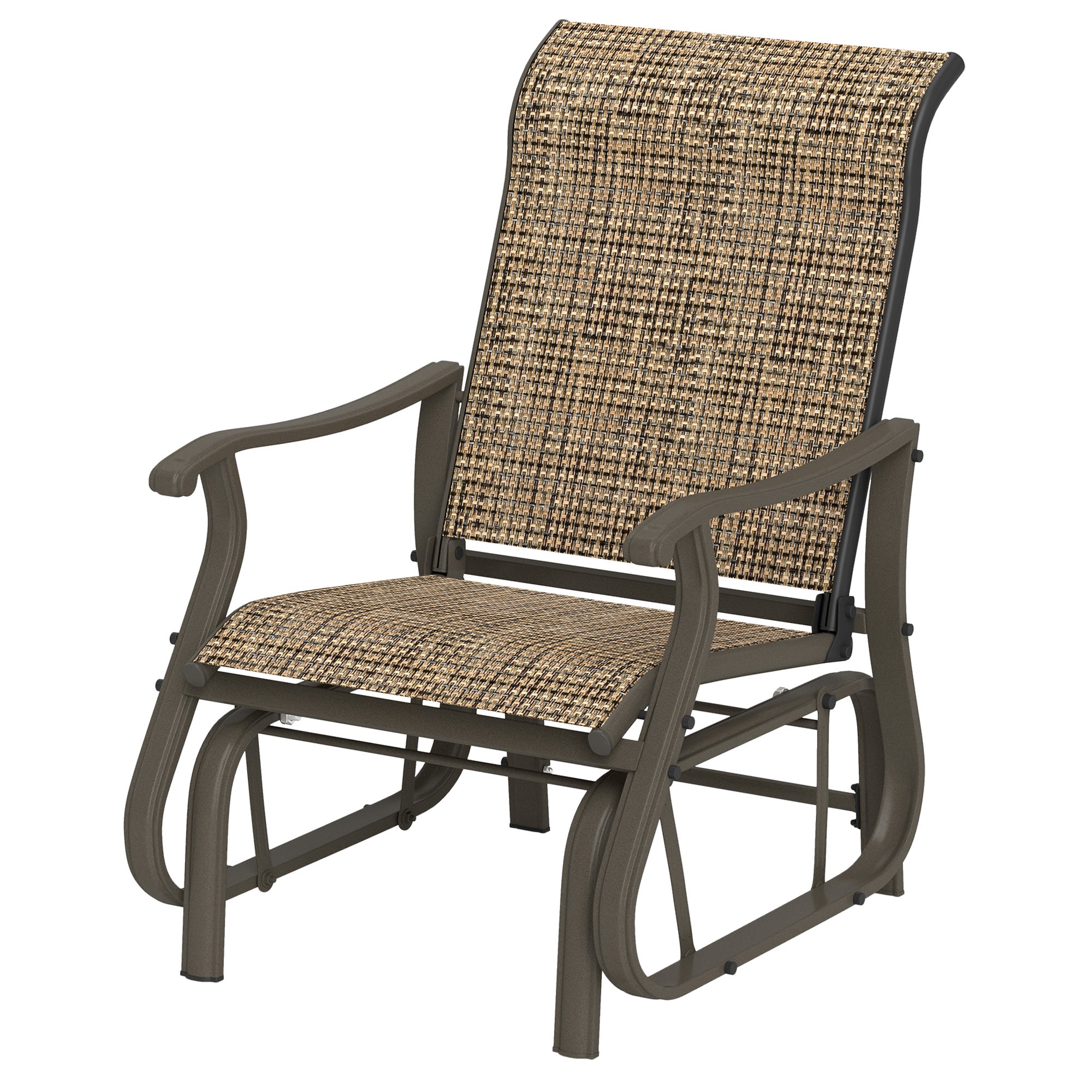 Outdoor Glider Chair Patio Glider Swing Chair with Mesh Seat, Steel Frame for Backyard, Garden, Porch