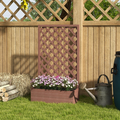 Trellis Planter Box for Climbing Plants, Raised Garden Bed w/ Trellis Lattice for Outdoor Garden, Deck, Backyard