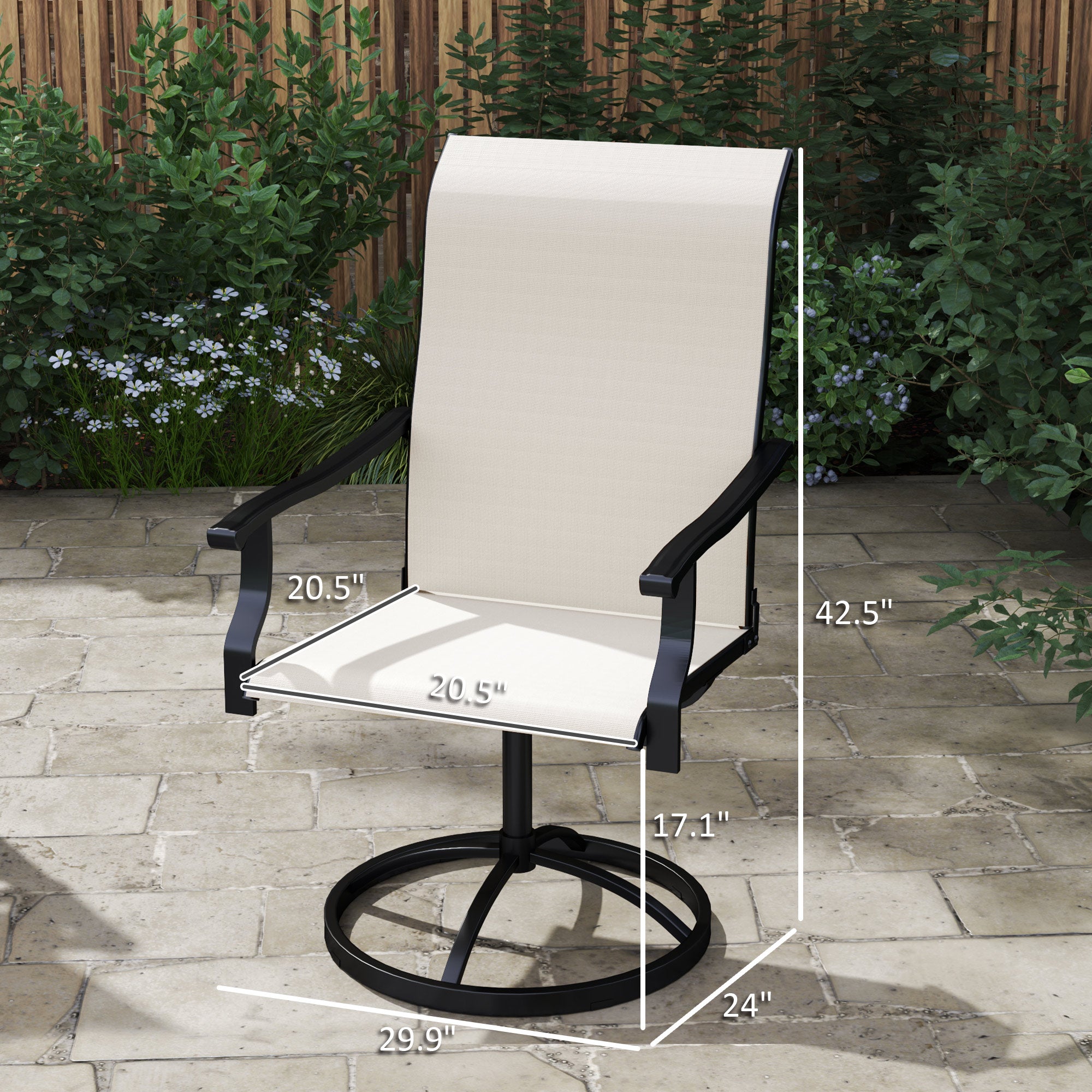 Patio Swivel Chairs Set of 2, High Back Patio Dining Chairs with All-Weather Mesh for Backyard, Lawn, Garden