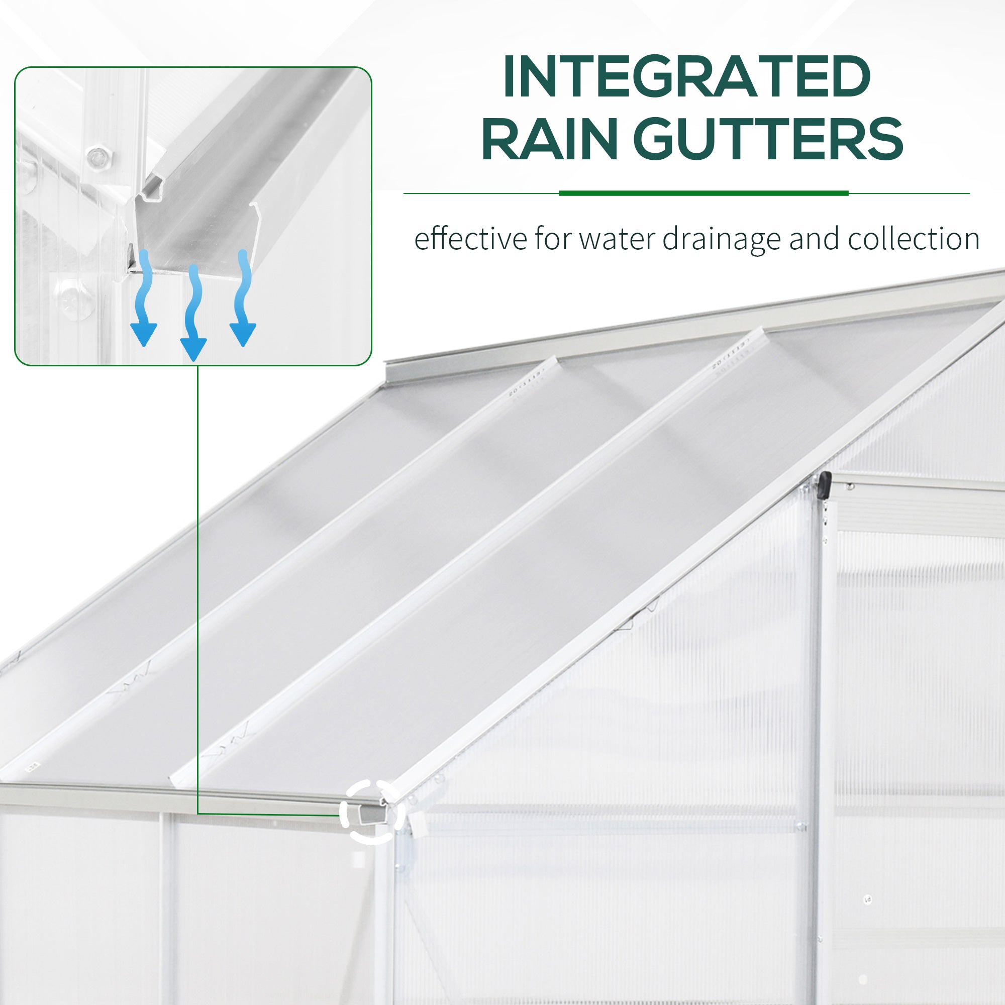 6' x 6' Hobby Greenhouse, Walk-in Polycarbonate Hot House Kit with Aluminum Frame, Sliding Door, Roof Vent, Silver