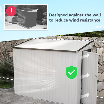 4' x 7.7' Lean to Garden Storage Shed, Outdoor Metal Tool House with Lockable Door Vents for Backyard Patio Lawn