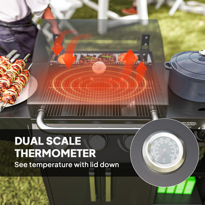 3 Burner Propane Gas Grill with Side Burner Barbecue Grill with Shelves, 9.5 KW Output, 310 Sq. in. Cooking Area