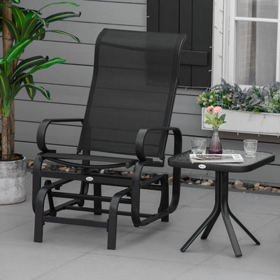 Outdoor Patio Glider Rocker, Metal High-Back Chair for Outdoor Use