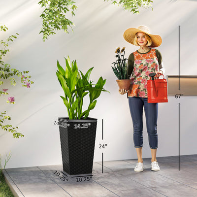 Set of 3 Tall Planters with Drainage Hole, 24" Outdoor Flower Plant Pots, Indoor Planters for Porch, Front Door, Entryway, Patio and Deck